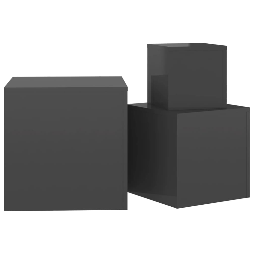 Sarki High Gloss Set Of 3 Cube Side Tables In Grey_4