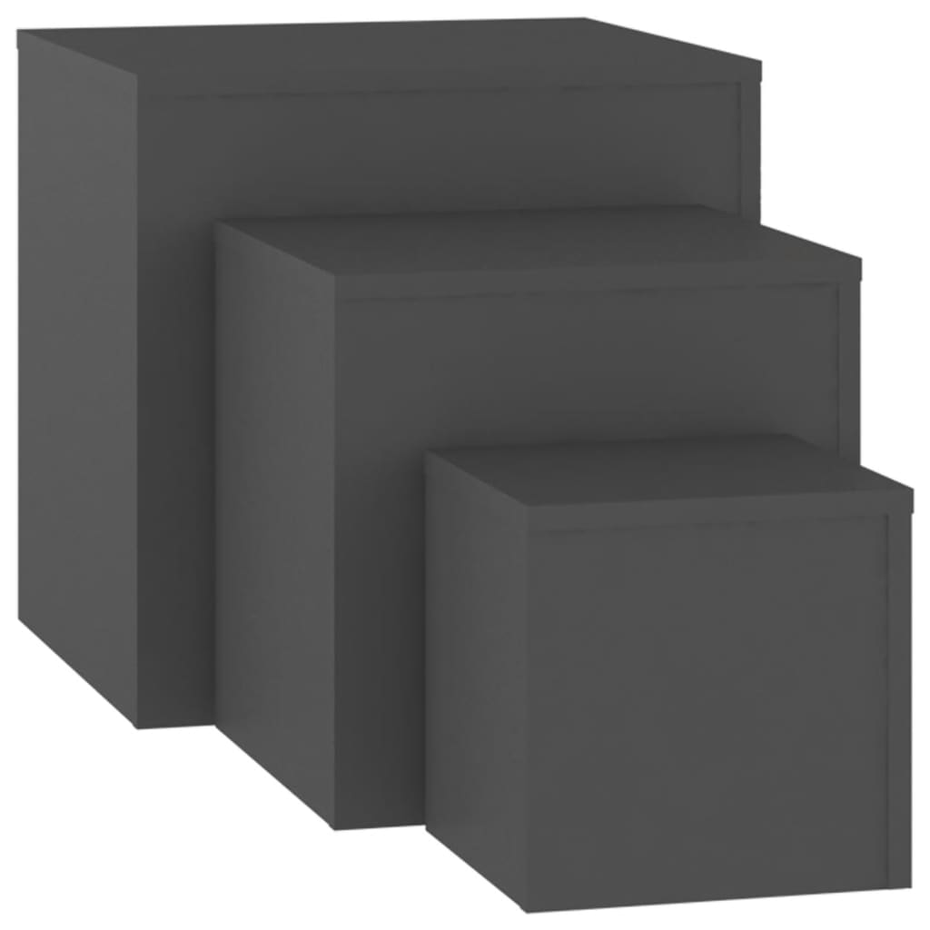 Sarki Wooden Set Of 3 Cube Side Tables In Grey_3