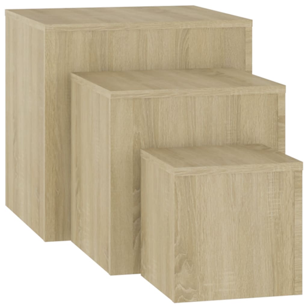 Sarki Wooden Set Of 3 Cube Side Tables In Sonoma Oak_3