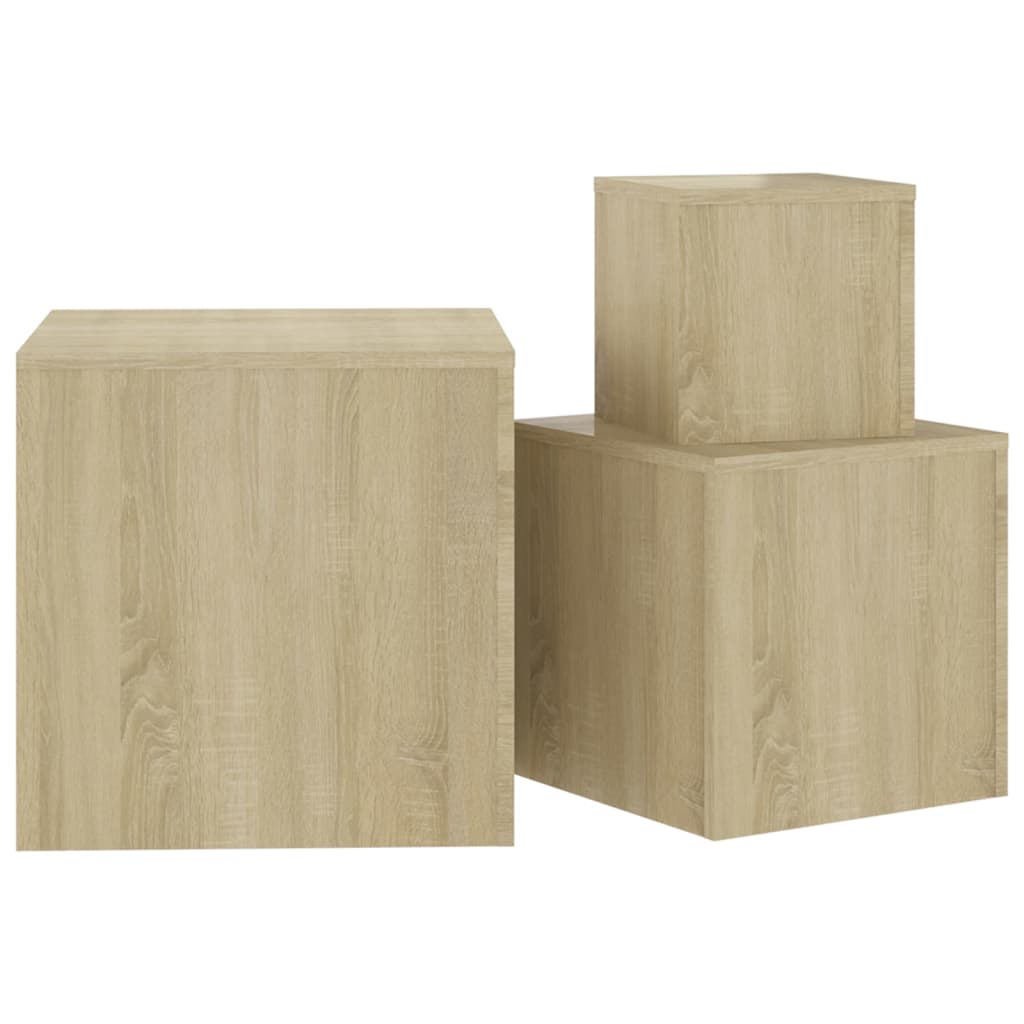 Sarki Wooden Set Of 3 Cube Side Tables In Sonoma Oak_4