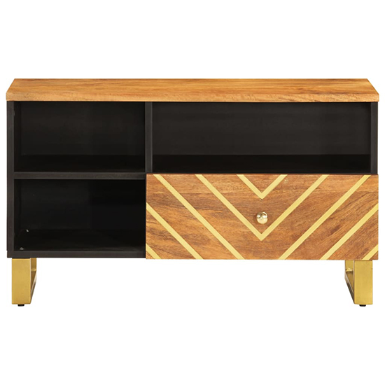 Sarlat Mangowood TV Stand 1 Drawer 3 Shelves In Brown And Black