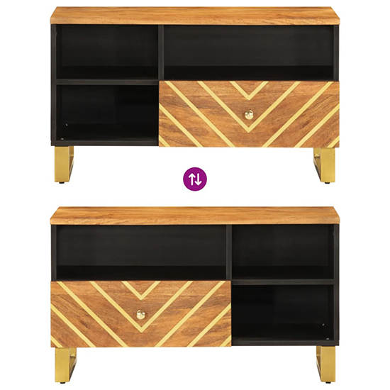 Sarlat Mangowood TV Stand 1 Drawer 3 Shelves In Brown And Black