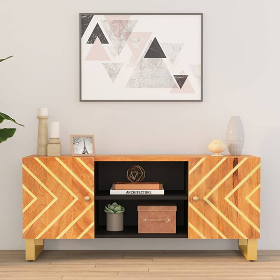 Read more about Sarlat mangowood tv stand 2 doors in brown and black