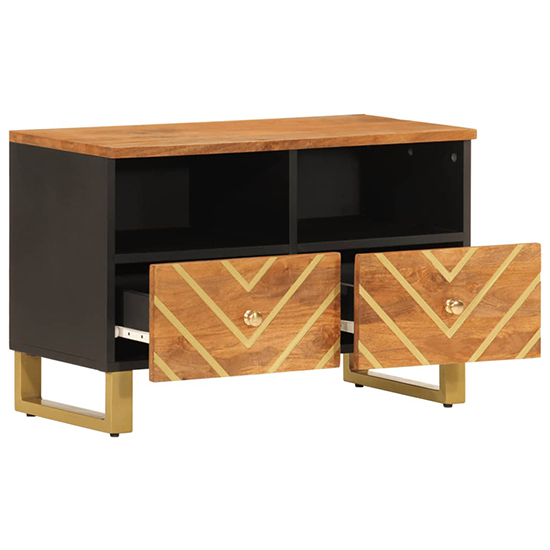 Sarlat Mangowood TV Stand 2 Drawers In Brown And Black