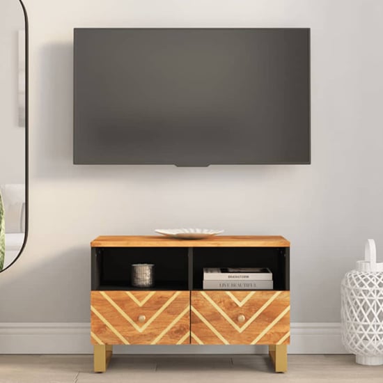 Product photograph of Sarlat Mangowood Tv Stand 2 Drawers In Brown And Black from Furniture in Fashion