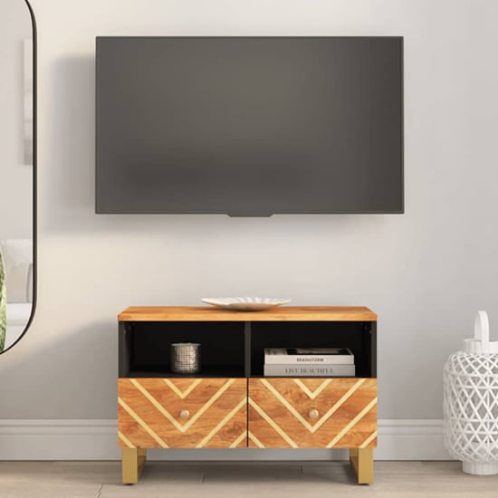 Read more about Sarlat mangowood tv stand 2 drawers in brown and black