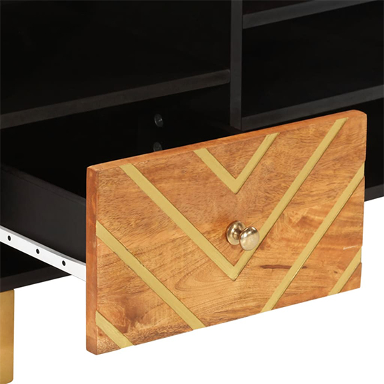 Sarlat Mangowood TV Stand 2 Drawers 4 Shelves In Brown And Black