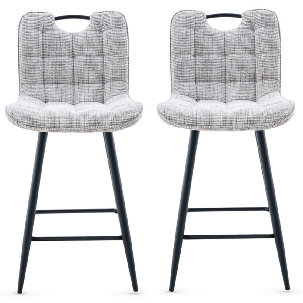 Sarlix Biscuit Fabric Counter Bar Stools in Pair