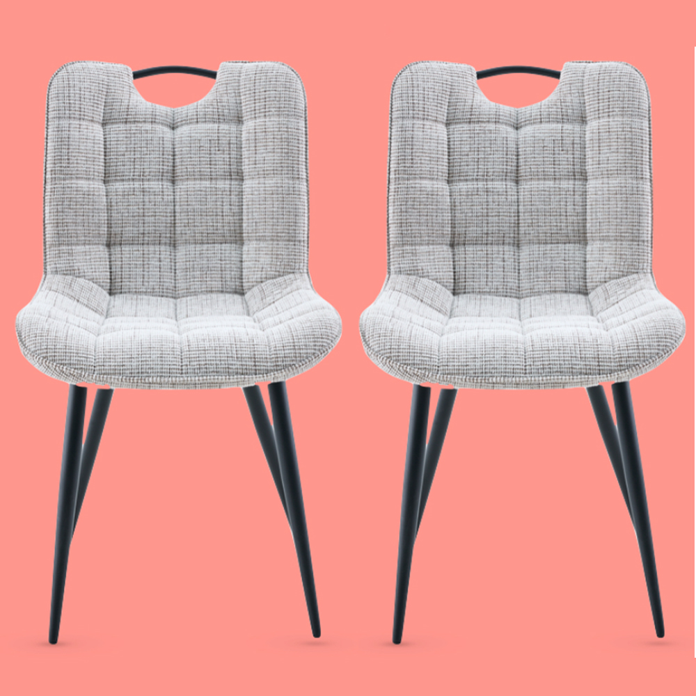 sarlix biscuit fabric dining chairs in pair-image-132660