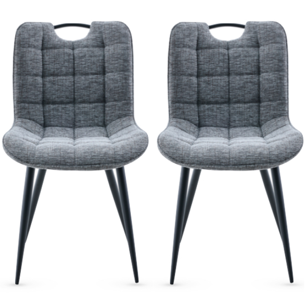sarlix dark grey fabric dining chairs in pair-image-132661