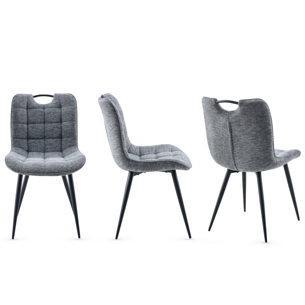 Sarlix Dark Grey Fabric Dining Chairs in Pair