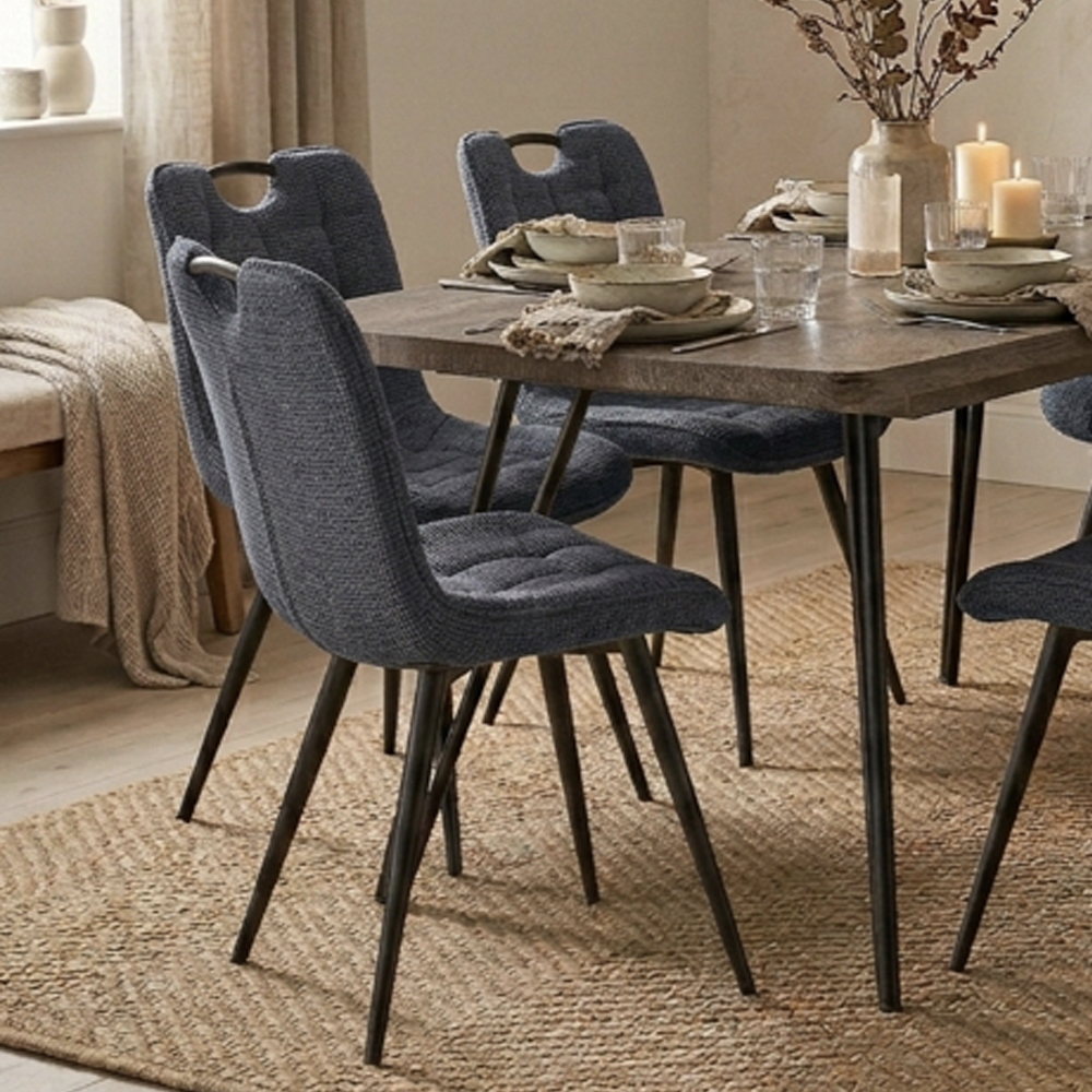 Sarlix Navy Fabric Dining Chairs in Pair