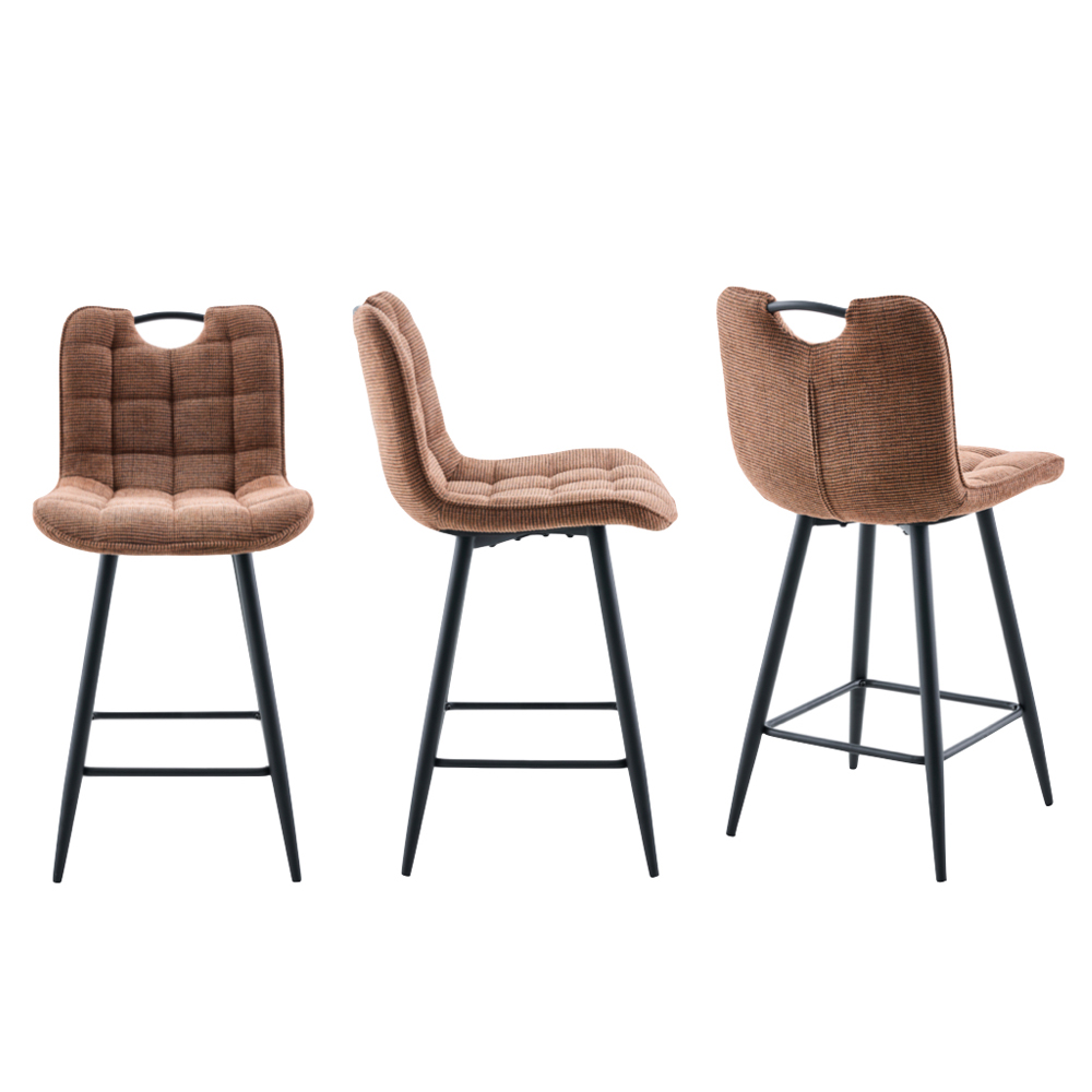 Sarlix Rust Fabric Counter Bar Stools in Pair