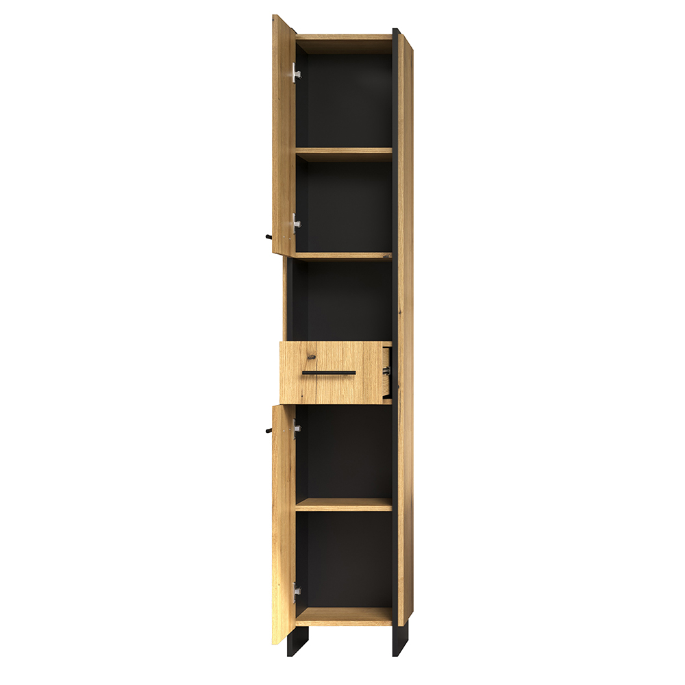 Sarlon Tall Wooden Bathroom Storage Cabinet in Evoke Oak