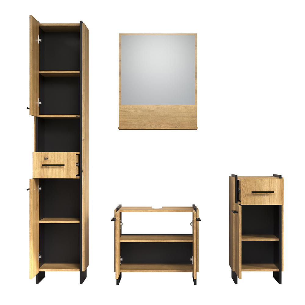 Sarlon Wooden Bathroom Furniture Set in Evoke Oak