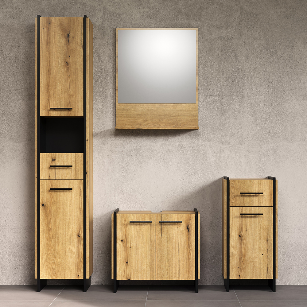 Sarlon Wooden Bathroom Furniture Set in Evoke Oak