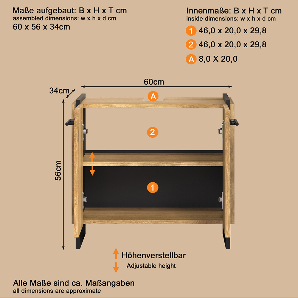 Sarlon Wooden Vanity Unit in Evoke Oak