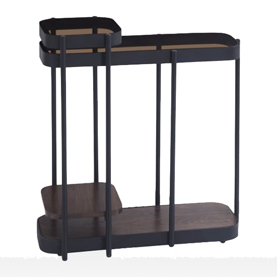 Read more about Sarnia glass nest of 2 tables in brown with dark walnut shelf