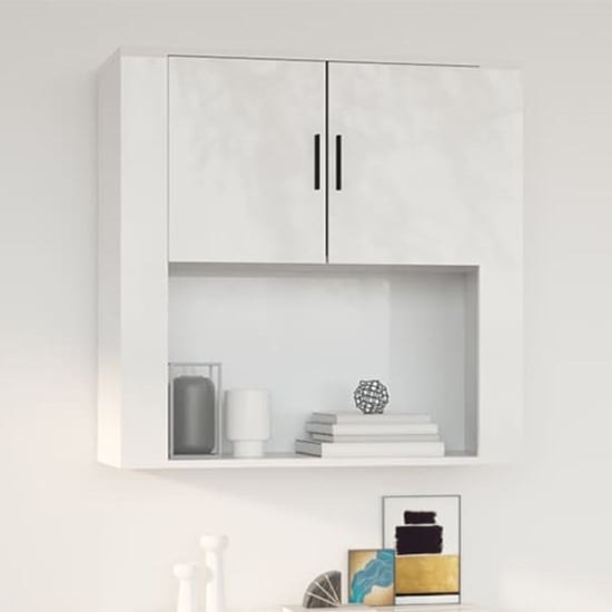 Read more about Sarnia high gloss wall storage cabinet with 2 doors in white