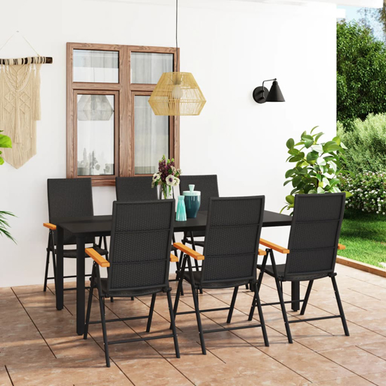 Read more about Sarnia large aluminium 7 piece dining set in black and brown