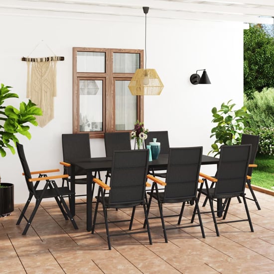 Read more about Sarnia large aluminium 9 piece dining set in black and brown