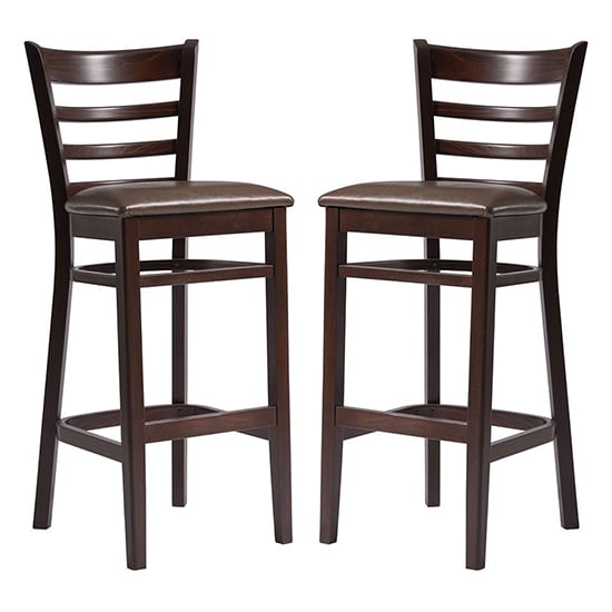 Read more about Sarnia lascari vintage brown faux leather bar chairs in pair