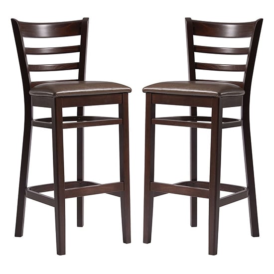 Product photograph of Sarnia Lascari Vintage Brown Faux Leather Bar Chairs In Pair from Furniture in Fashion