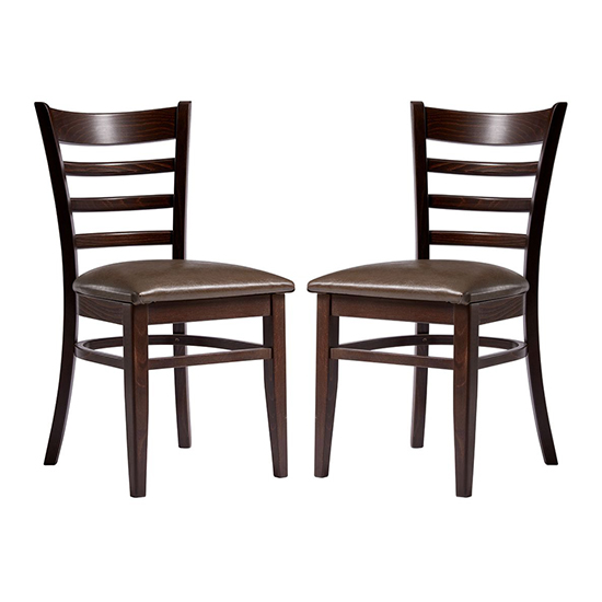 Photo of Sarnia lascari vintage brown faux leather dining chairs in pair