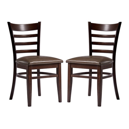 Read more about Sarnia lascari vintage brown faux leather dining chairs in pair