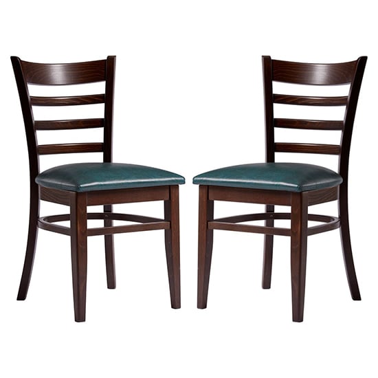 Photo of Sarnia lascari vintage teal faux leather dining chairs in pair