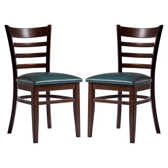 Photo of Sarnia lascari vintage teal faux leather dining chairs in pair