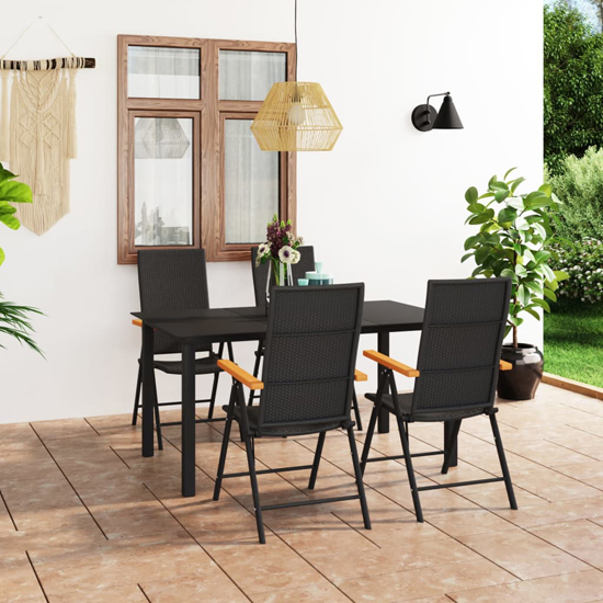 Read more about Sarnia medium aluminium 5 piece dining set in black and brown