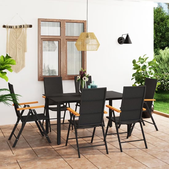 Read more about Sarnia medium aluminium 7 piece dining set in black and brown