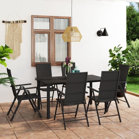 Read more about Sarnia medium aluminium 7 piece garden dining set in black