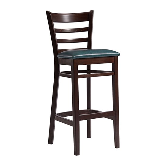 Photo of Sarnia medium brown bar chair with lascari vintage teal seat