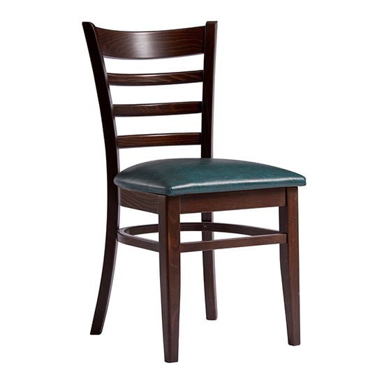 Photo of Sarnia medium brown dining chair with lascari vintage teal seat