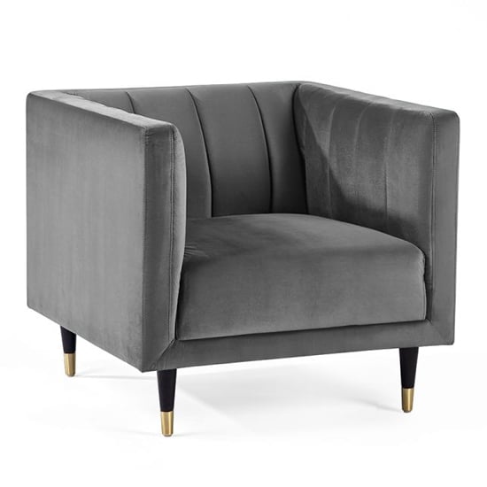Read more about Sarnia scalloped back velvet armchair in grey