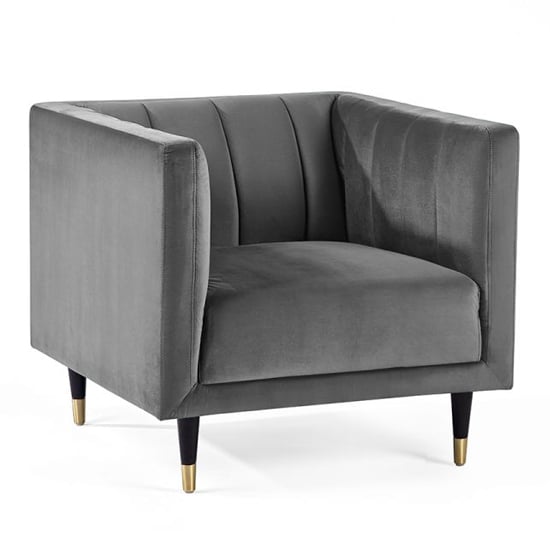 Photo of Sarnia scalloped back velvet armchair in grey