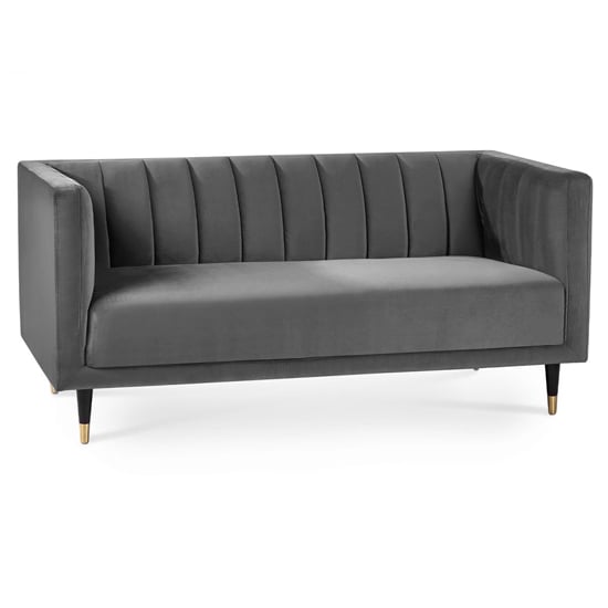 Product photograph of Sarnia Scalloped Back Velvet 2 Seater Sofa In Grey from Furniture in Fashion
