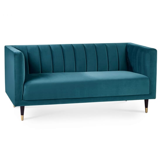 Photo of Sarnia scalloped back velvet 2 seater sofa in teal