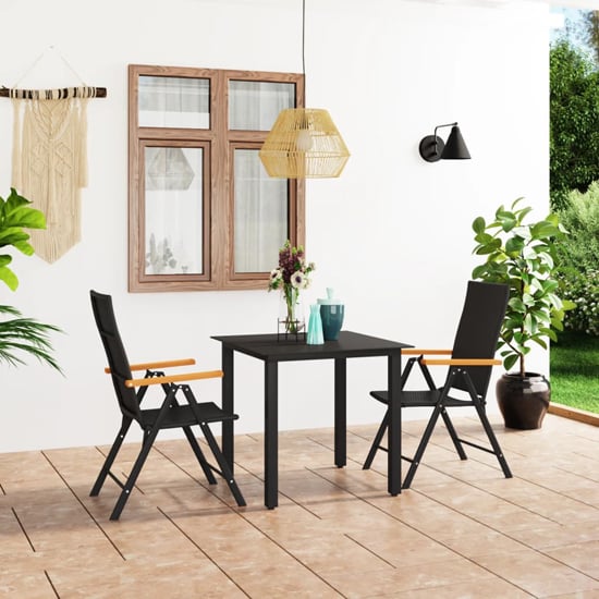 Read more about Sarnia small aluminium 3 piece dining set in black and brown