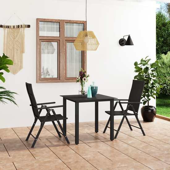 Product photograph of Sarnia Small Aluminium 3 Piece Garden Dining Set In Black from Furniture in Fashion