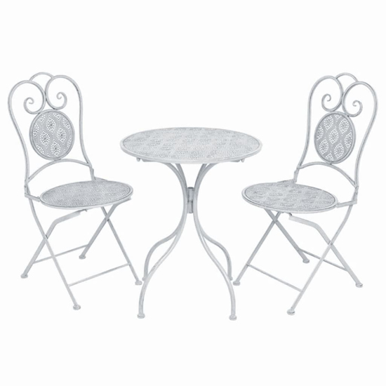 Read more about Sarnia steel 3 piece bistro set in greyish white