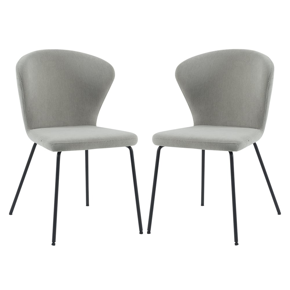 Read more about Sarnia stone corduroy fabric dining chairs in pair