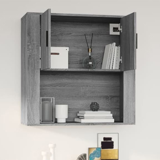 Sarnia Wall Storage Cabinet With 2 Doors In Grey Sonoma Oak