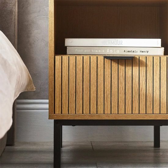 Sarnia Wooden Bedside Cabinet With 1 Drawer In Natural