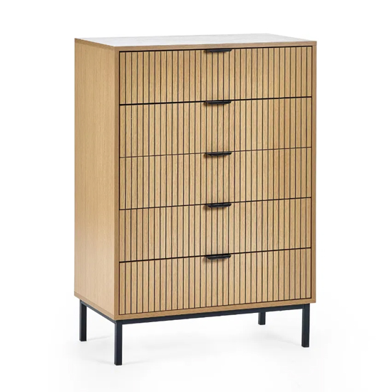 Sarnia Wooden Chest Of 5 Drawers Tall In Natural