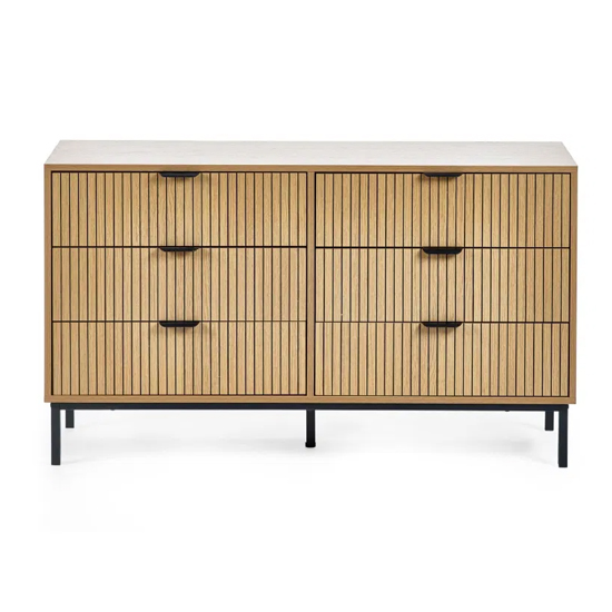 Sarnia Wooden Chest Of 6 Drawers Wide In Natural