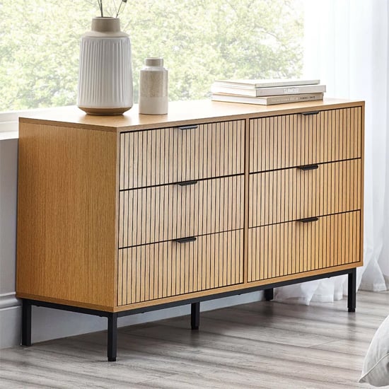 Read more about Sarnia wooden chest of 6 drawers wide in natural