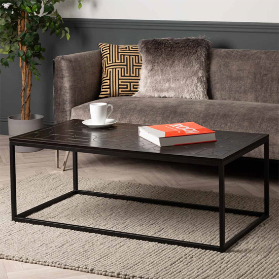 Sarnia Wooden Coffee Table In Matte Black thumbnail